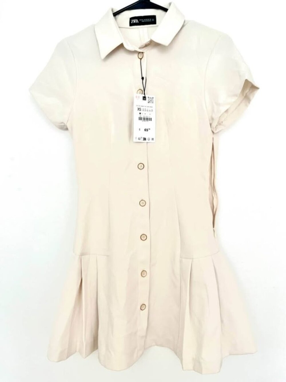 Zara short Sleeve mini shirt dress with collarSize XS (New with tag)